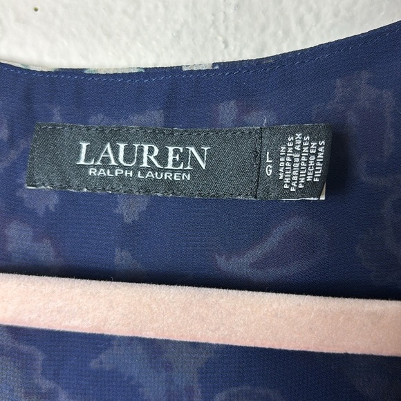 Lauren Ralph Lauren Black Label Crinkle Georgette Puff-Sleeve Top size Large - Picture 4 of 12